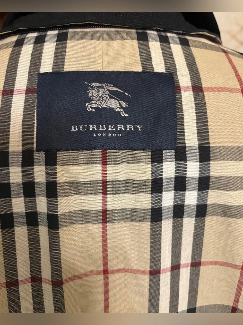 Burberry London Black Trench Coat Nova Check Removable Wool Liner Size 10R Long - Picture 14 of 16